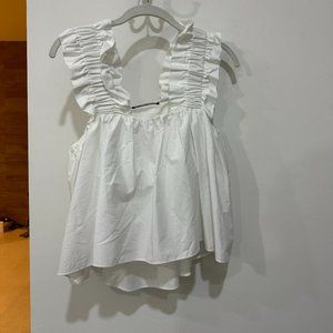 zara ruffle white top